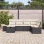 Conjunto de sofá de jardín con cojín 6 pcs Negro Poliratán