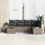 Conjunto de sofá de jardín con cojín 6 pcs Gris Poliratán