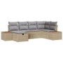 Conjunto de sofá de jardín con cojín 6 pcs Beige Poliratán