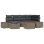 Conjunto de sofá de jardín con cojín 7 pcs Gris Poliratán
