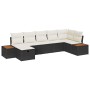 Conjunto de sofá de jardín con cojín 7 pcs Negro Poliratán