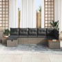 Conjunto de sofá de jardín con cojín 7 pcs Gris Poliratán