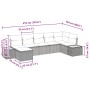 Conjunto de sofá de jardín con cojín 7 pcs Gris Poliratán