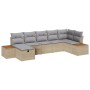Conjunto de sofá de jardín con cojín 7 pcs Beige Poliratán