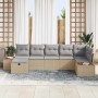 Conjunto de sofá de jardín con cojín 7 pcs Beige Poliratán