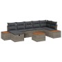 Conjunto de sofá de jardín con cojín 8 pcs Gris Poliratán