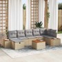 Conjunto de sofá de jardín con cojín 8 pcs Beige Poliratán