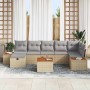 Conjunto de sofá de jardín con cojín 8 pcs Beige Poliratán