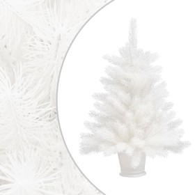Árbol artificial de Navidad con hojas realistas blanco 65 cm