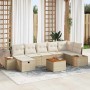 Conjunto de sofá de jardín con cojín 8 pcs Beige Poliratán