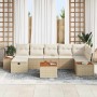 Conjunto de sofá de jardín con cojín 8 pcs Beige Poliratán