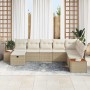 Conjunto de sofá de jardín con cojín 8 pcs Beige Poliratán