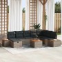 Conjunto de sofá de jardín con cojín 9 pcs Gris Poliratán