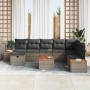 Conjunto de sofá de jardín con cojín 9 pcs Gris Poliratán