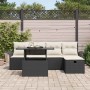 Conjunto de sofá de jardín con cojín 6 pcs Negro Poliratán