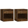 Mesitas de noche 2 unidades con cajón roble ahumado de vidaXL, Mesitas de noche - Ref: Foro24-342586, Precio: 58,18 €