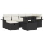 Conjunto de sofá de jardín con cojín 7 pcs Negro Poliratán