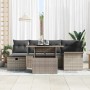 Conjunto de sofá de jardín con cojín 7 pcs Gris Poliratán