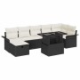 Conjunto de sofá de jardín con cojín 8 pcs Negro Poliratán