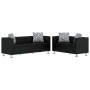 Conjunto de sofás de 2 y 3 plazas de cuero artificial negro
