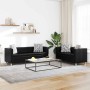 Conjunto de sofás de 2 y 3 plazas de cuero artificial negro