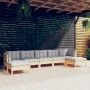 7-piece garden furniture set with gray pine wood cushions by vidaXL, Garden sets - Ref: Foro24-3097090, Price: 525,38 €, Disc...