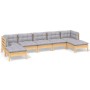 7-teiliges Gartenmöbel-Set und Kissen Zirbenholz grau von vidaXL, Gartensets - Ref: Foro24-3097090, Preis: 525,38 €, Rabatt: %
