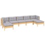 7-teiliges Gartenmöbel-Set und Kissen Zirbenholz grau von vidaXL, Gartensets - Ref: Foro24-3097090, Preis: 525,38 €, Rabatt: %