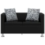 Conjunto de sofás de 2 y 3 plazas de cuero artificial negro