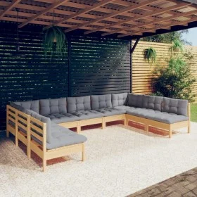 9-piece garden furniture set with solid pine wood cushions by vidaXL, Garden sets - Ref: Foro24-3097174, Price: 733,62 €, Dis...