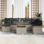 Conjunto de sofá de jardín con cojín 9 pcs Gris claro Poliratán