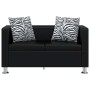 Conjunto de sofás de 2 y 3 plazas y sillón de cuero artificial