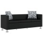 Conjunto de sofás de 2 y 3 plazas y sillón de cuero artificial