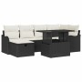 Conjunto de sofá de jardín con cojín 7 pcs Negro Poliratán