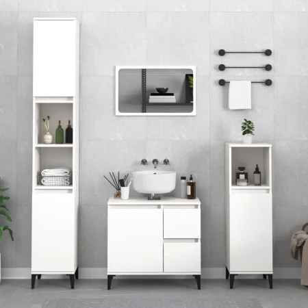 3-teiliges Badezimmermöbelset aus weißem Sperrholz von vidaXL, Badezimmermöbel - Ref: Foro24-3185543, Preis: 208,54 €, Rabatt: %