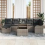 Conjunto de sofá de jardín con cojín 8 pcs Gris Poliratán