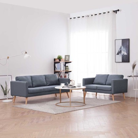 Set de sofás de 2 y 3 plazas de tela gris oscuro