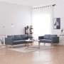 Set de sofás de 2 y 3 plazas de tela gris oscuro