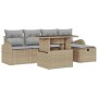 Conjunto de sofá de jardín con cojín 6 pcs Beige Poliratán