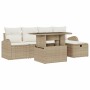Conjunto de sofá de jardín con cojín 6 pcs Beige Poliratán