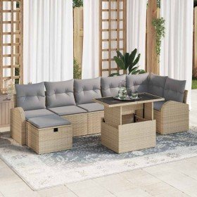 Conjunto de sofá de jardín con cojín 8 pcs Beige Poliratán en Conjuntos de jardín | Comprar online en Foro24