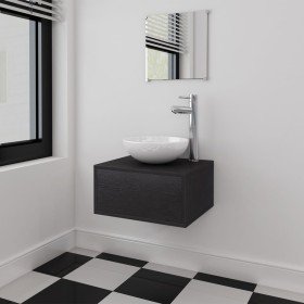 Conjunto de mueble y lavabo 3 piezas negro Conjunto de mueble y lavabo 3 piezas negro