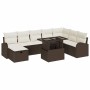 Conjunto de sofá de jardín con cojín 9 pcs Marrón Poliratán