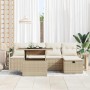 Conjunto de sofá de jardín con cojín 6 pcs Beige Poliratán