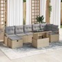 Conjunto de sofá de jardín con cojín 8 pcs Beige Poliratán