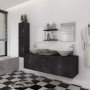 Conjunto de muebles de baño y lavabo 9 piezas negro