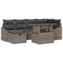 Conjunto de sofá de jardín con cojín 7 pcs Gris Poliratán