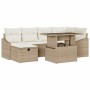 Conjunto de sofá de jardín con cojín 7 pcs Beige Poliratán