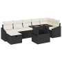 Conjunto de sofá de jardín con cojín 8 pcs Negro Poliratán