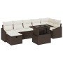 Conjunto de sofá de jardín con cojín 8 pcs Marrón Poliratán